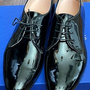 Jcrew patent leather oxfords 8 black NIB